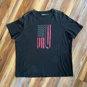 Hawke Co Performance Golf Black Graphic T-Shirt Resembling The American Flag